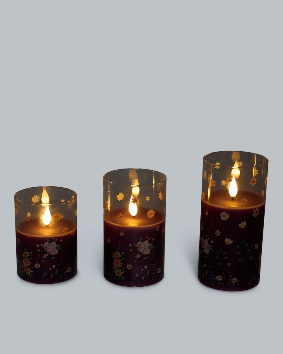3 LED-Glaskerzen "Frühling"
