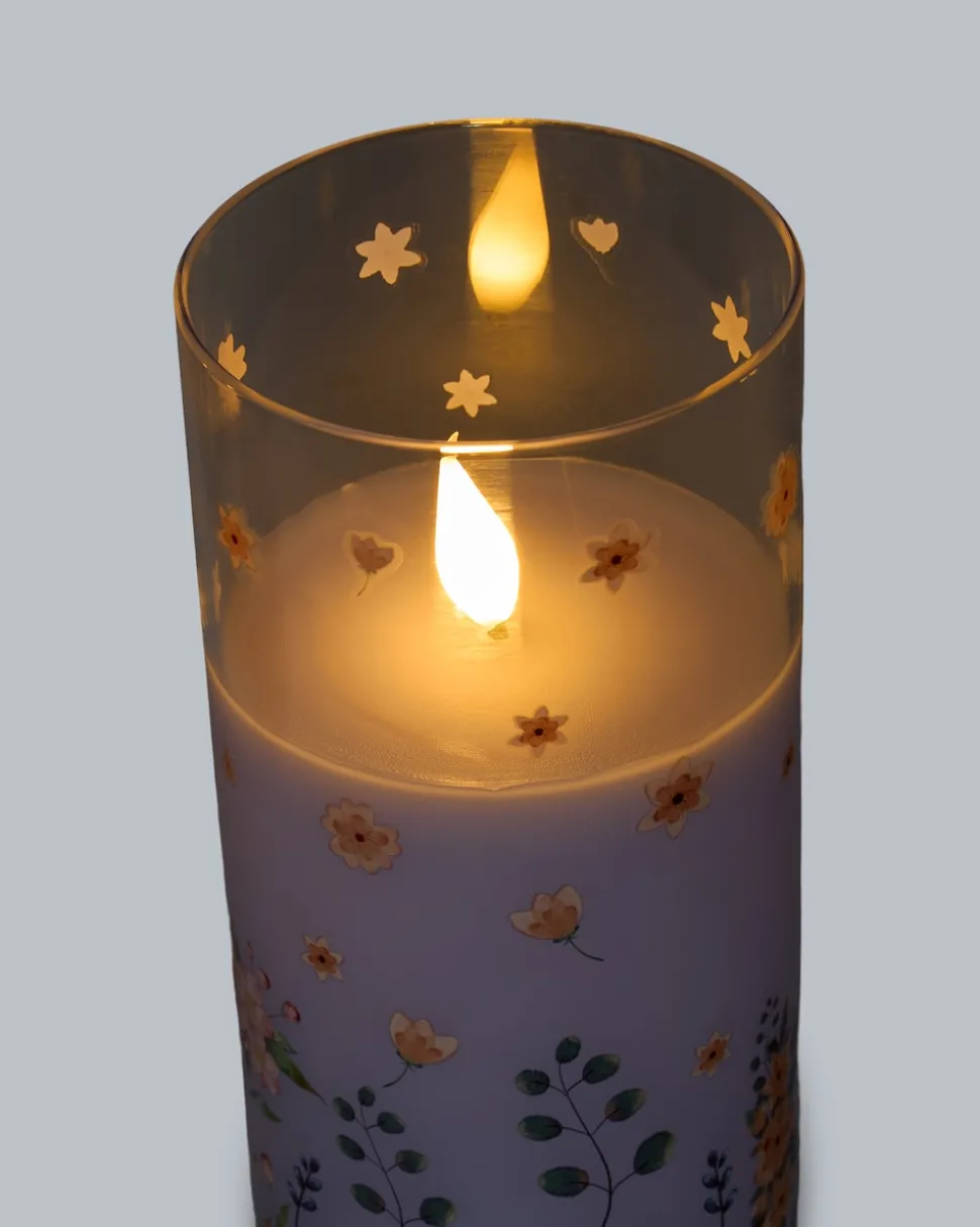 3 LED-Glaskerzen "Frühling"