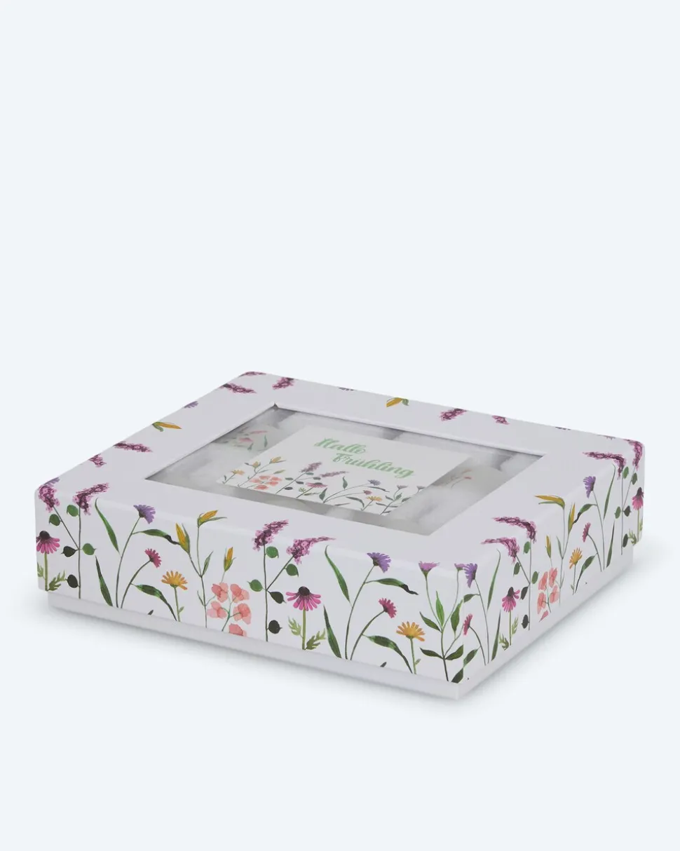 6 LED-Teelichter "Frühling" mit Geschenkbox