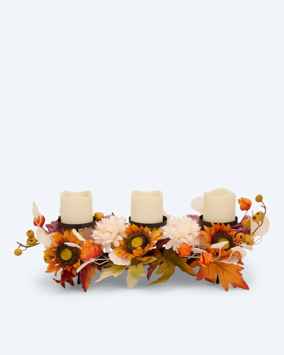 Gesteck "Herbst-Sonne" mit LED-Kerzen