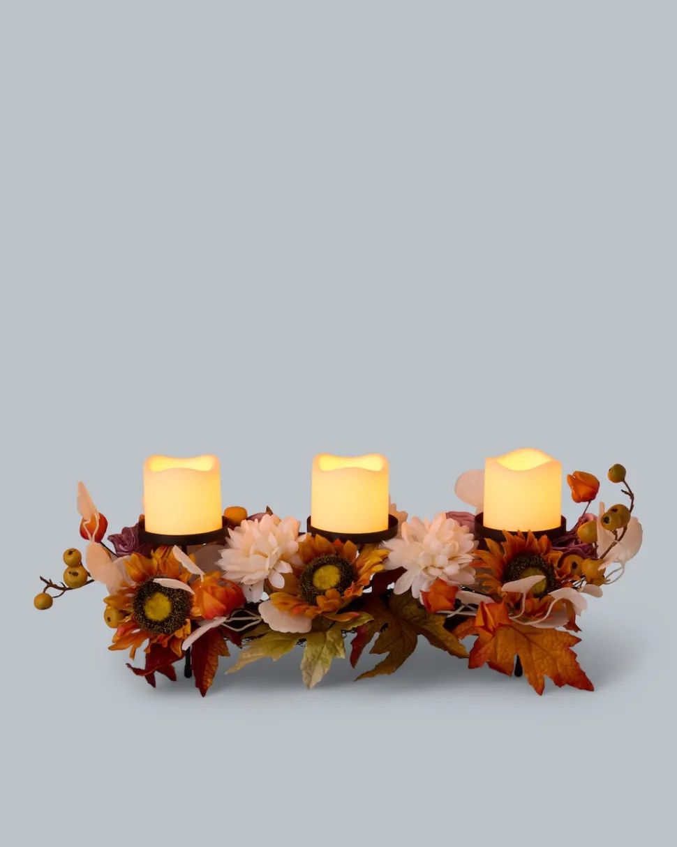 Gesteck "Herbst-Sonne" mit LED-Kerzen