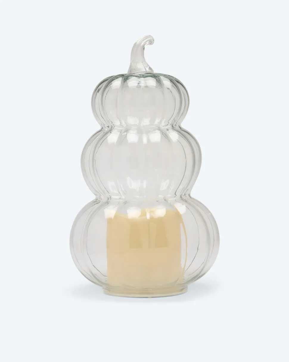 Glaskürbisse mit LED-Kerze