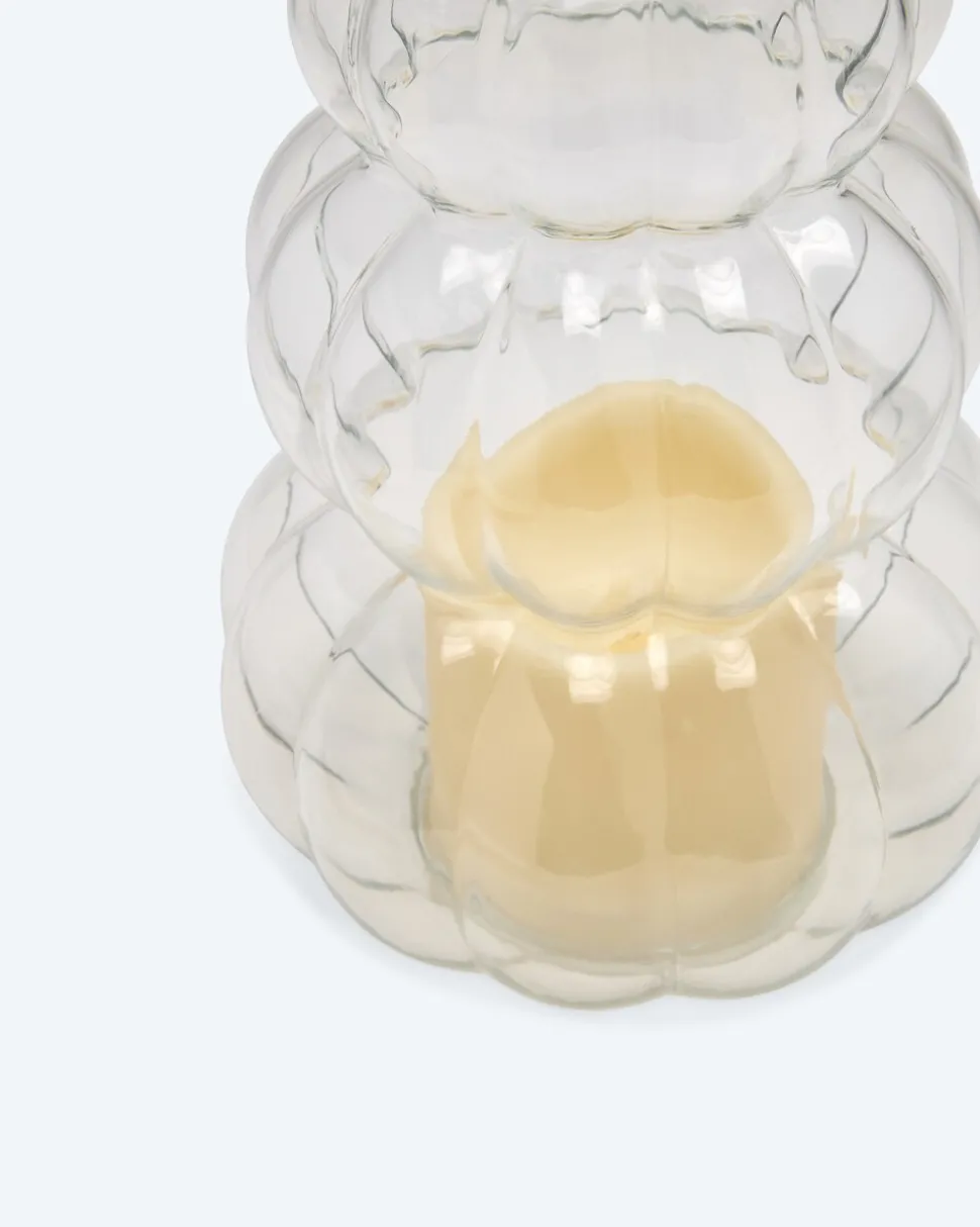 Glaskürbisse mit LED-Kerze