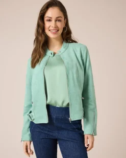 Jacke aus Wildlederimitat