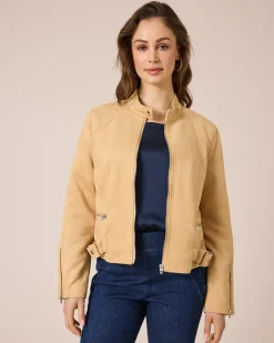 Jacke aus Wildlederimitat