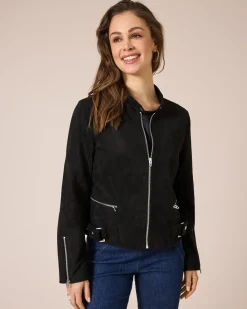 Jacke aus Wildlederimitat