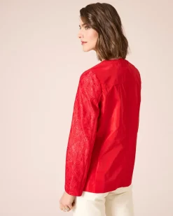 Jacke mit Spitzenbesatz