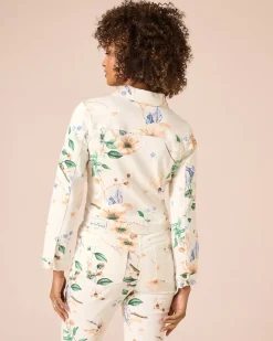 Jeansjacke mit Blumen-Print