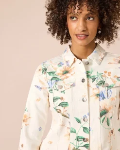 Jeansjacke mit Blumen-Print