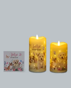 LED-Funkelkerzen mit Spruch, 2tlg.