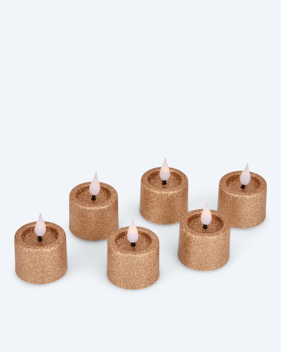 LED-Teelichter "Glitzer", 6tlg.