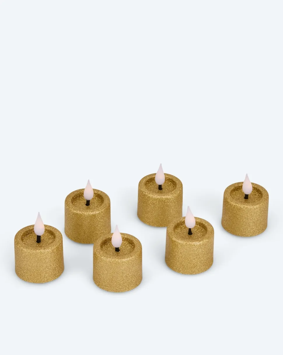 LED-Teelichter "Glitzer", 6tlg.