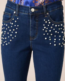 5-Pocket-Jeans mit Perlen und Strass