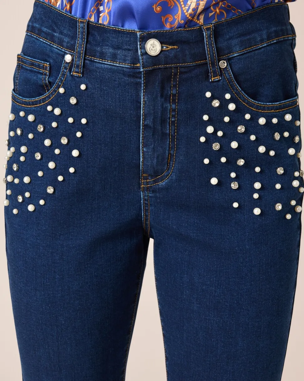 5-Pocket-Jeans mit Perlen und Strass