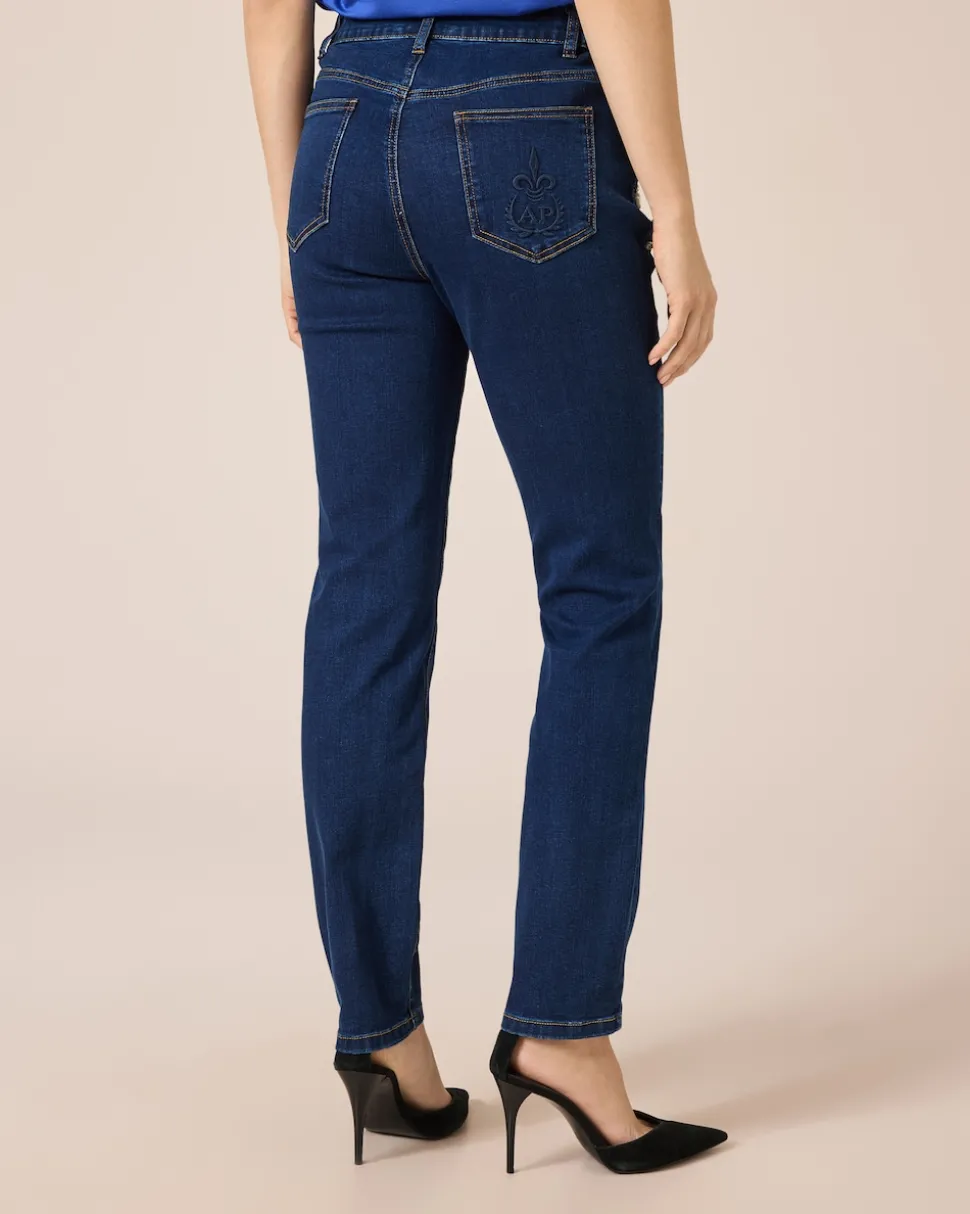 5-Pocket-Jeans mit Perlen und Strass