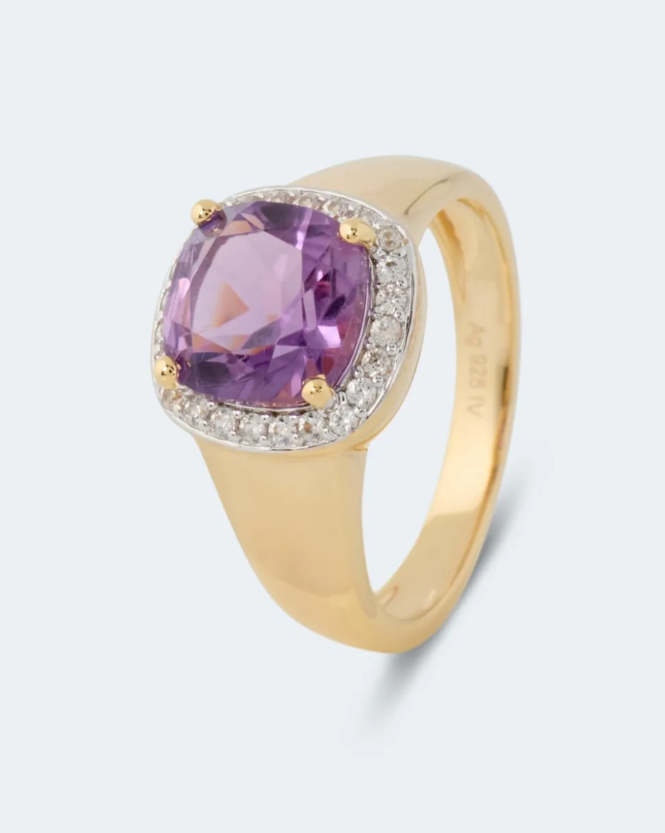 Ring mit Amethyst + Zirkonen