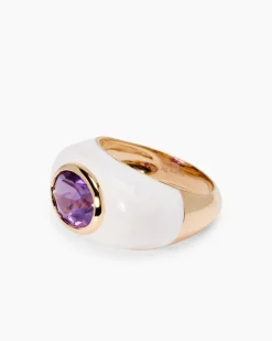 Ring mit Emaille-Lack und Amethyst
