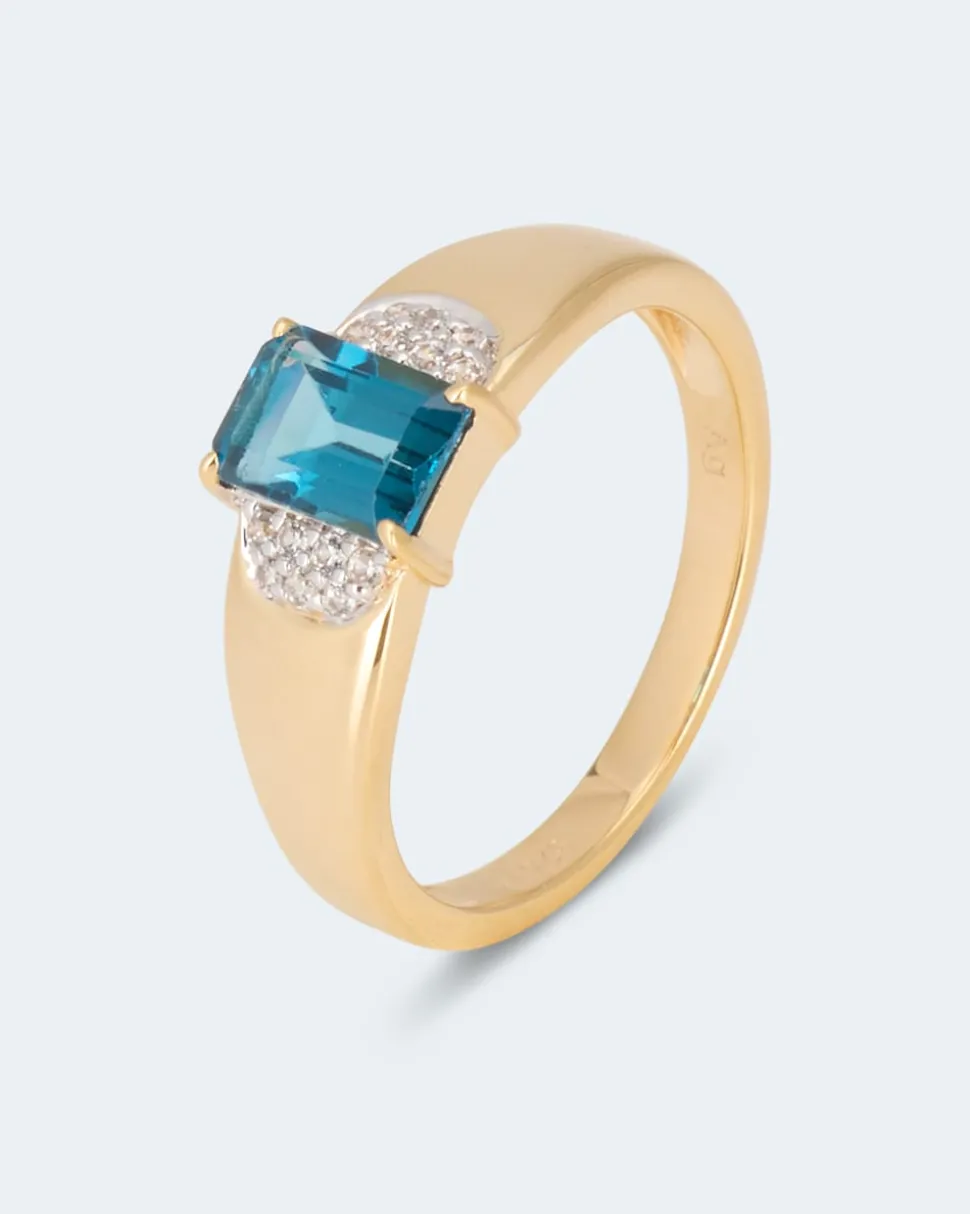 Ring mit London Blue Topas und Zirkon