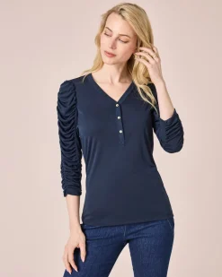 Shirt mit gerafften Ärmeln