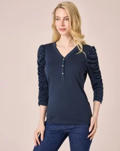 Shirt mit gerafften Ärmeln