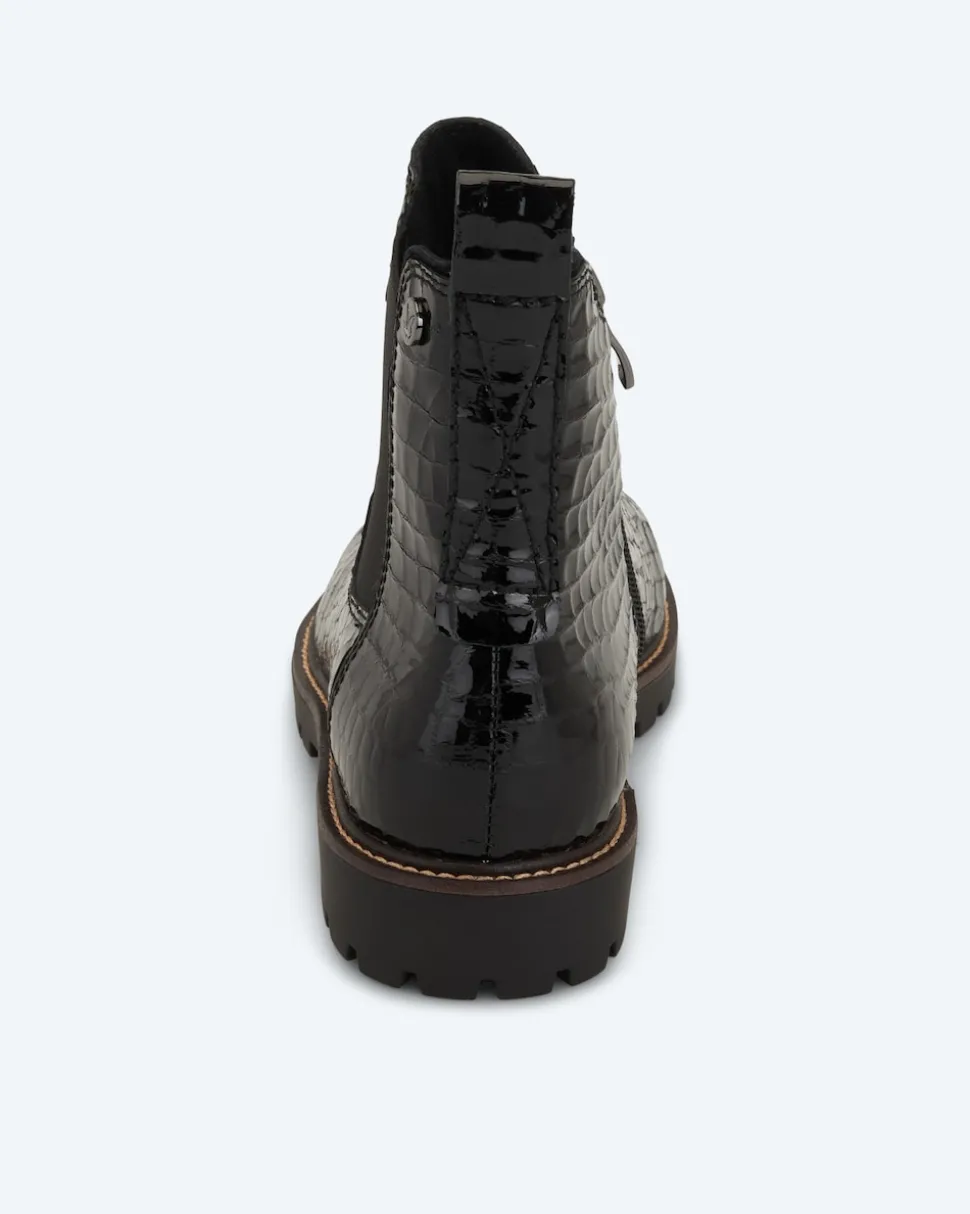 Stiefelette in Krokolack