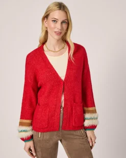 Strickjacke mit Kontrastbündchen