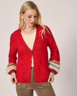 Strickjacke mit Kontrastbündchen