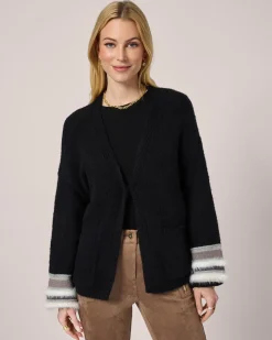 Strickjacke mit Kontrastbündchen