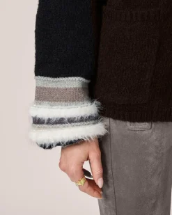Strickjacke mit Kontrastbündchen