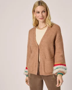 Strickjacke mit Kontrastbündchen