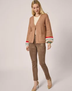 Strickjacke mit Kontrastbündchen