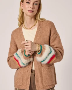 Strickjacke mit Kontrastbündchen