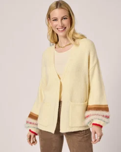 Strickjacke mit Kontrastbündchen